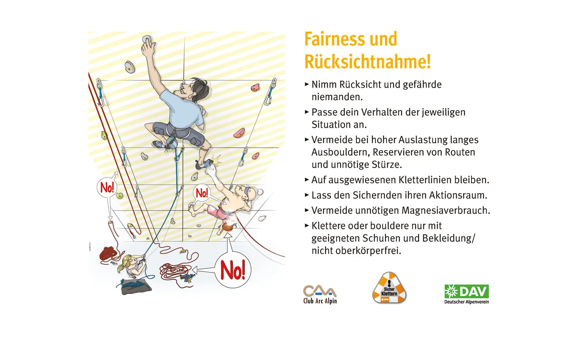 Hallenregeln für Klettern vom DAV. Regel Nummer zwei: Fairness und Rücksichtnahme | © DAV
