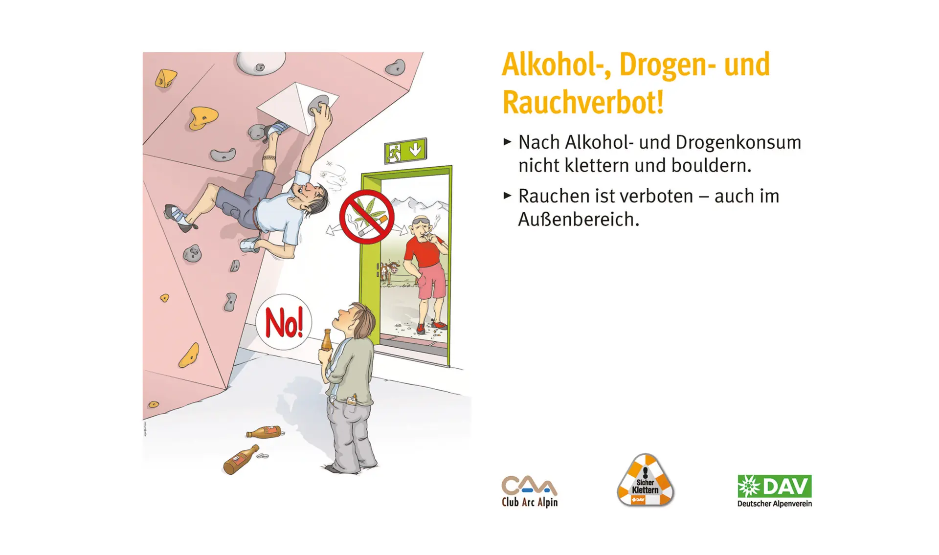 Hallenregeln für Klettern vom DAV. Regel Nummer sechs: Beschädigungen melden | © DAV