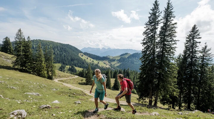 Zwei Wanderer auf einem Bergpfad in den Chiemgauer Alpen | © DAV/Hans Herbig